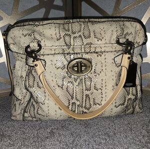Coach Limited Edition Leather Embossed Python Satchel Bag